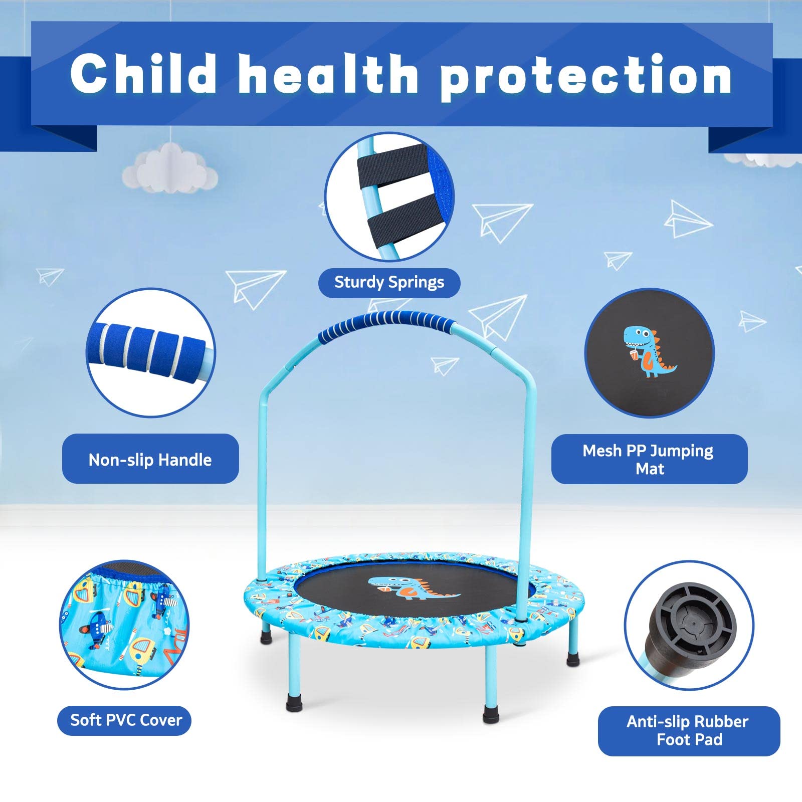 Amazon | 38インチ ポータブル フィットネス トランポリン 子供用